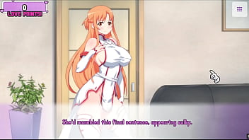 Waifu Hub [Hentai parody game PornPlay ] Ep.1 Asuna Porno Sofa casting - this ultra-kinky female from sword Art Online want to be a Porno industry starlet